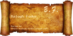Balogh Fodor névjegykártya